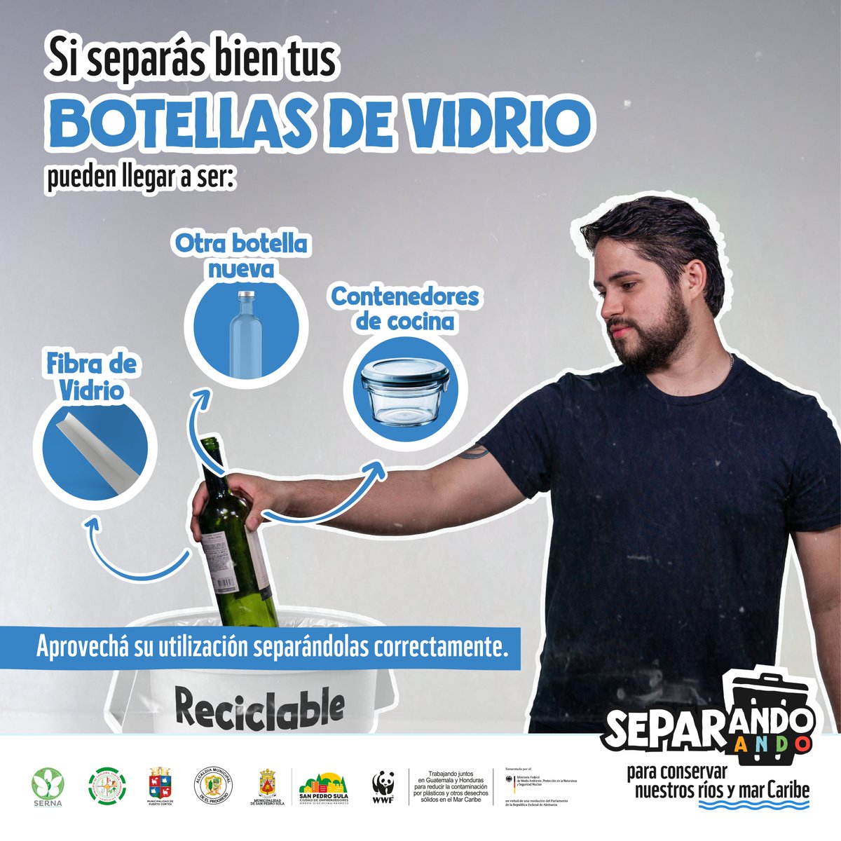 Reciclaloshn's tweet photo. ♻️ Las botellas de vidrio pueden reciclarse muchas veces.
Separalas y entregalas a los recolectores para que se conviertan en nuevos productos.
#SeparandoAndo #Choloma #ElProgreso #PuertoCortés #SanPedroSula https://t.co/gS2W9yJo2s