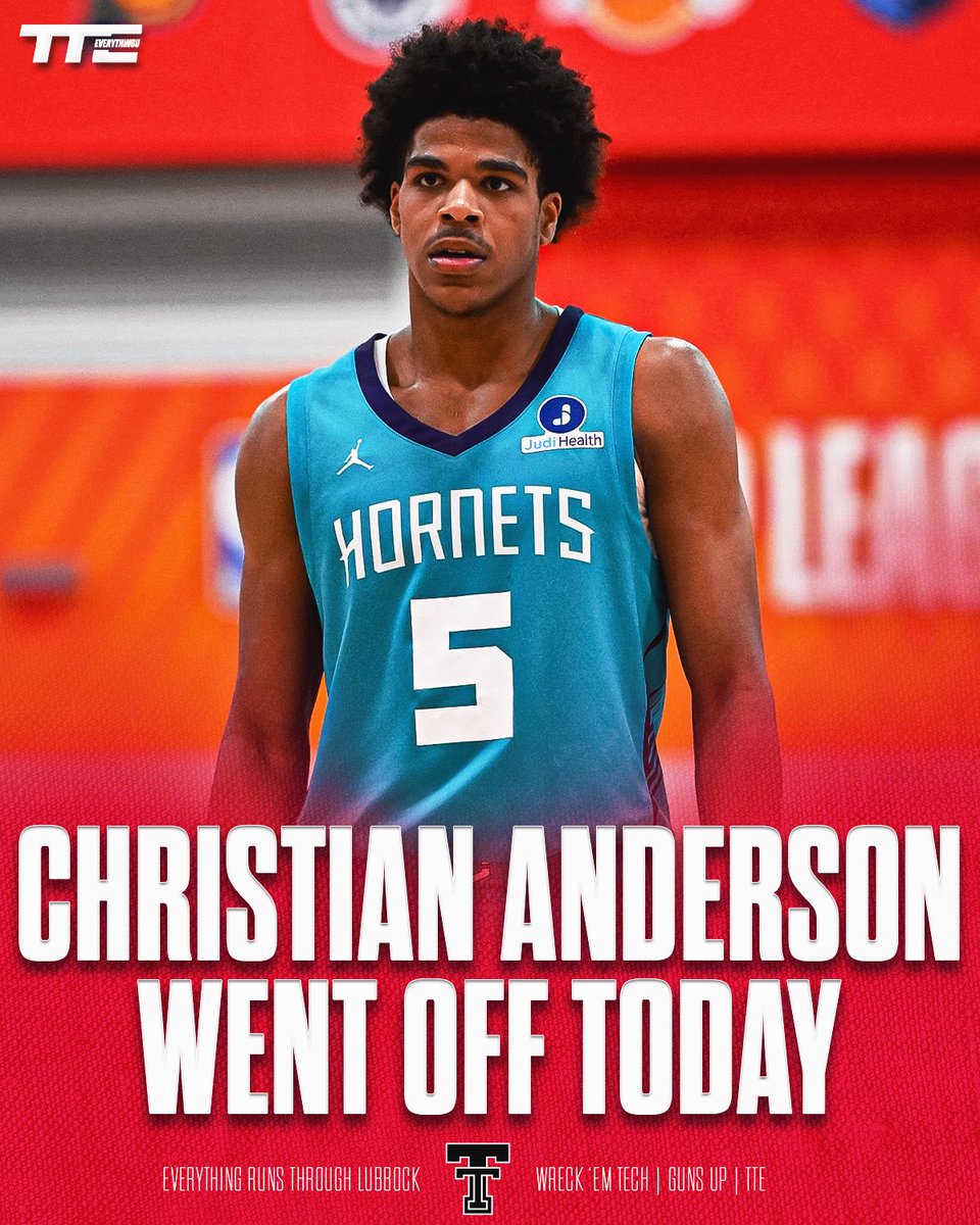 texastechevry's tweet photo. Christian Anderson with his best game of the NBA Summer League yet 🤯

Anderson went off for the Hornets posting 18 points, 8 assists, and 4 rebounds in a do-it-all performance!

Have yourself a day, @chrisanders2024 🔥 https://t.co/SpJWZmlXnb