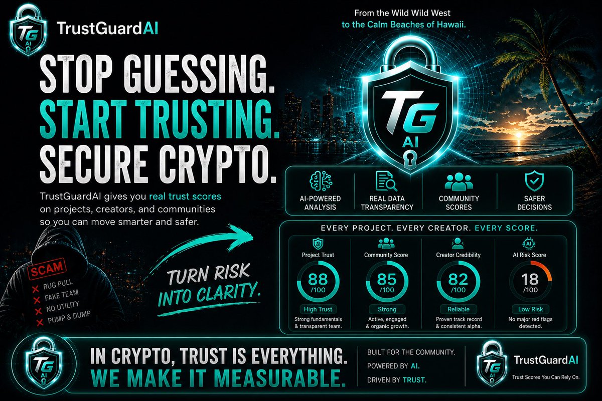 1TrustGuardAI's tweet photo. You can check a token’s chart in seconds.

So why can’t you check if the team behind it is actually trustworthy?

That’s exactly what we’re building.

AI-powered trust scores for projects, creators, wallets & communities.

Stop gambling on people.
Start verifying. 🛡️

🌐 https://t.co/SdHzWCrcOc