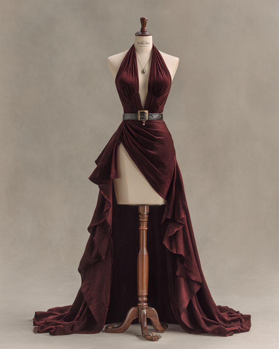 ClothesAesthe's tweet photo. burgundy dress https://t.co/pPXIIzxmRM