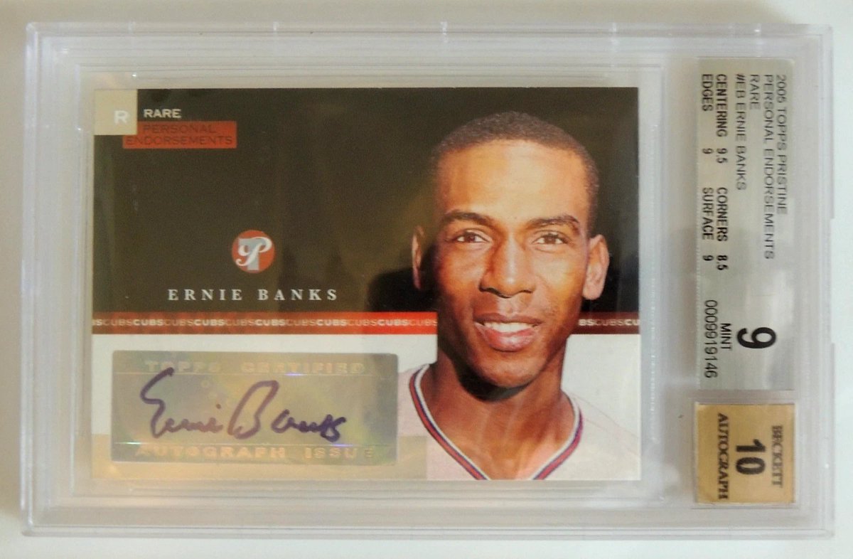 crazzypickers's tweet photo. 2005 Topps Pristine Personal Endorsements Rare Ernie Banks Beckett 9 Cubs /97 #MLB #cubs #baseball #sportscards #hobby #cards #chicagocubs https://t.co/GlhIUU8y69