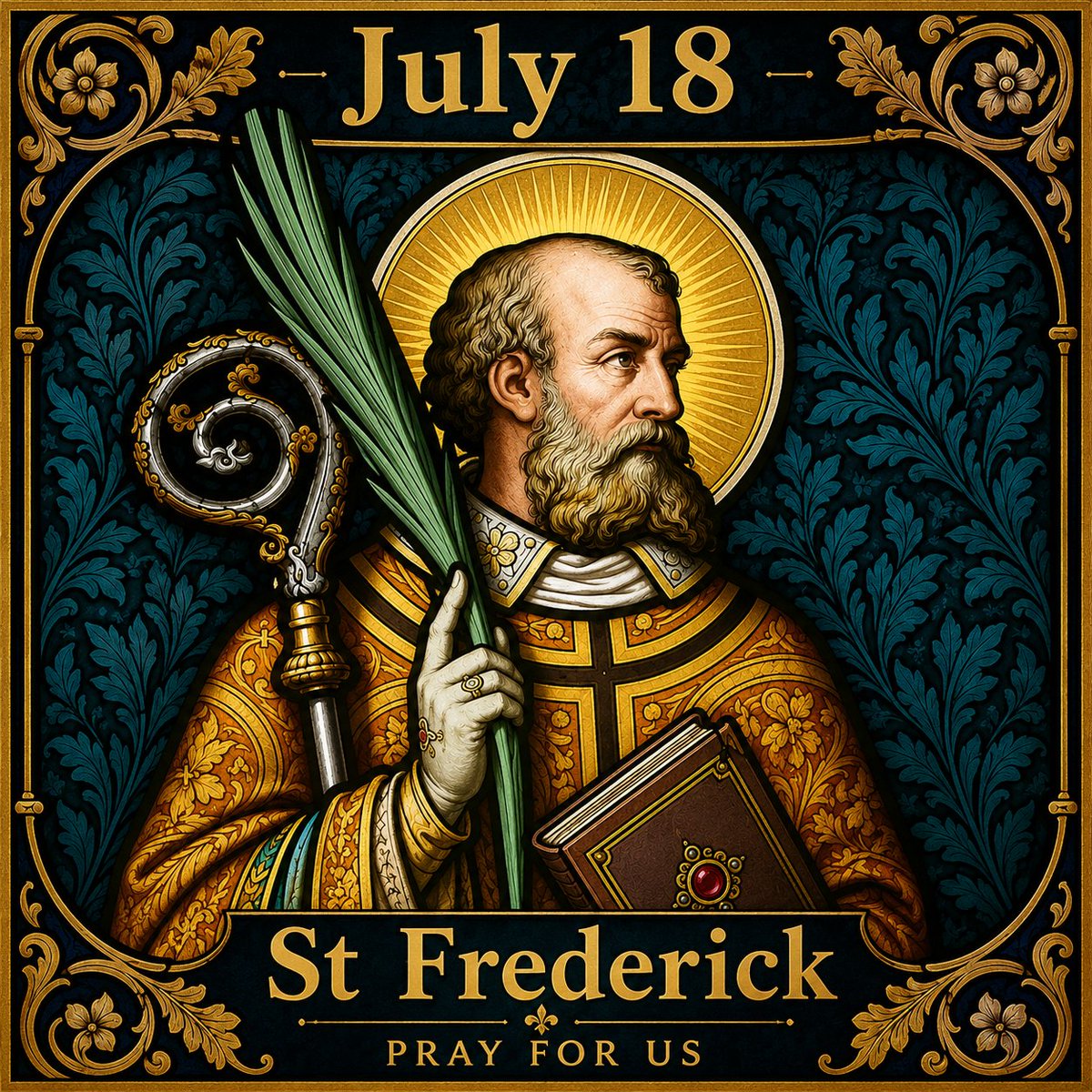 FriarMario's tweet photo. St. Frederick of Utrecht (c. 781–838) was a Dutch bishop renowned for his fearless preaching and holy life. He courageously defended Christian truth, even before the powerful. Tradition says he was martyred after celebrating Mass, remaining faithful to Christ until death. https://t.co/7dtljmKyTQ
