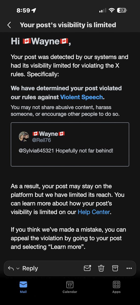 Reil76's tweet photo. Oh @x this is hate speech now? @nikitabier wtf is going on with this site? This is just getting pathetic! https://t.co/rNqWb36Gpv