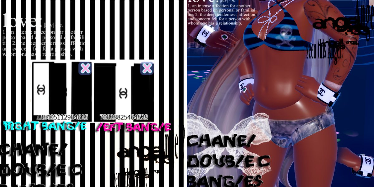 TylazJewelz's tweet photo. Chanel bangles for the shackles in royale high 🩵🩷 https://t.co/ypDG9wwIOs
