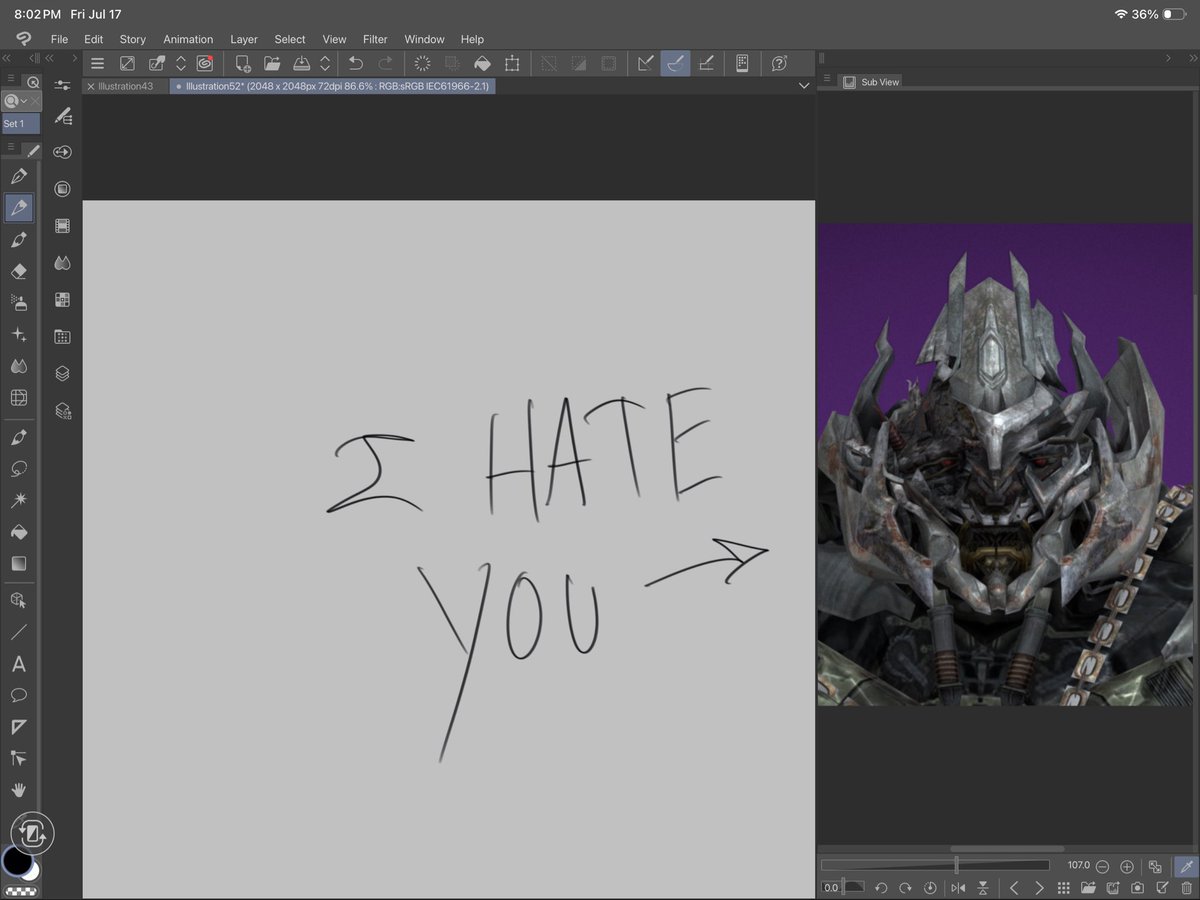 BrainlessJester's tweet photo. This is what happens when you self-ship with a character like Bay Megatron and you wanna draw them.

I am going insane someone please put me down https://t.co/f2hwfQFubr