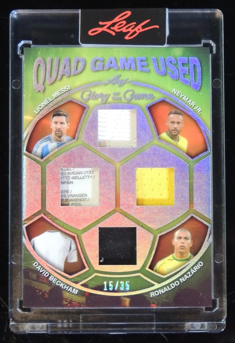 crazzypickers's tweet photo. 2026 Leaf Quad Game Used Relics Silver Mirror MESSI NEYMAR NAZARIO BECKHAM /35 https://t.co/SnZwRez6av #soccer #Messi #football #FIFA #beckham #collectible #sport #cards #memorabilia https://t.co/qkvaYV0wmX