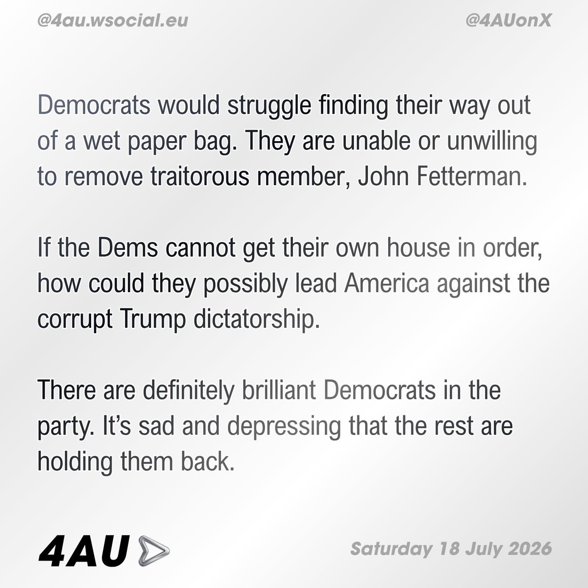 corymedia's tweet photo. On Democrats... #opinion #4AU https://t.co/BxkRCWWwOx