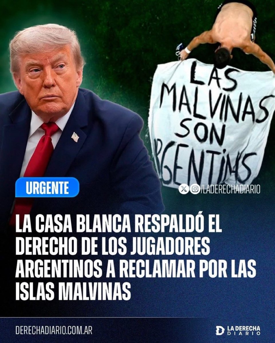 MaritoMilenio3's tweet photo. ⚽🇺🇸🇦🇷🏴󠁧󠁢󠁥󠁮󠁧󠁿 | #URGENTE IMPORTANTÍSIMO: La Casa Blanca le informó a la AFA que el Gobierno de Trump respalda el derecho de los jugadores de la Selección a reclamar por la soberanía argentina de las Islas Malvinas, tras el episodio en el que mostraron una bandera de Malvinas durante el partido contra Inglaterra, a pesar de la prohibición de la FIFA.
