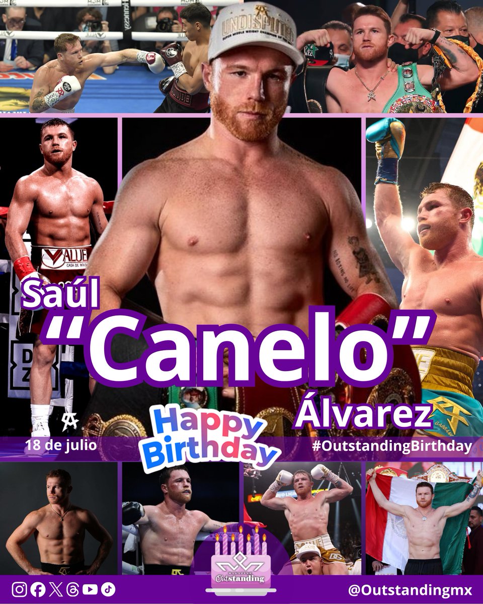 Outstandingmx's tweet photo. 🥊🇲🇽 Un campeón que sigue haciendo historia sobre el ring
🎂 #OutstandingBirthday, Saúl "Canelo" Álvarez!!! 🥳
#OutstandingBirthday #OutstandingMan #CaneloÁlvarez #SaúlÁlvarez #Boxeo #México #UndisputedChampion #BoxingLegend https://t.co/fIsSeb4QR4