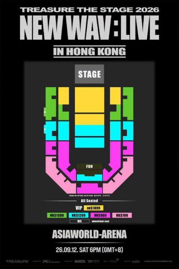Yui_Tix's tweet photo. ✨公演概要✨

🎤 公演名：TREASURE THE STAGE 2026 NEW WAV : LIVE IN HONG KONG🔥
📌 アーティスト：TREASURE (트레저)🔥💖
📆 日程：2026年9月12日（土）18:00📆
📍 会場：香港・アジアワールド・アリーナ (AsiaWorld-Arena)

✨🎟️ チケット販売スケジュール 🎟💖

⭐ ファンクラブ先行（UUTIX）：2026年7月22日（水）13:00〜
⭐ 一般販売：2026年7月24日（金）13:00〜

📌 受付オプション（チケッティング代行）📌

◽ 対応枠：FC先行 / 一般販売
◽ 安心安全プラン：お客様ご自身の名義・ご自身のアカウントでの取得を完全サポートいたします。
◽ 国内外どちらのファンからのご依頼にも対応可能です。

📩 お問い合わせ・お申し込み

▪️ ご希望の方は、【ご希望席種・枚数・ご予算】を必ず明記の上、DMまでご連絡ください。
▪️ ※ 万が一、DMの返信がない場合は、お手数ですがこの投稿のコメント欄に「DM」とご記入ください。

#TREASURE #트레저 #トレジャー #TREASUREMAKER #トゥメ #THESTAGE_NEWWAV_LIVE #TREASUREinHK #香港公演 #香港コンサート #香港代行 #海外コン #遠征 #チケット代行 #チケッティング #代理チケッティング #대리티켓팅 #티켓대행 #댈티 #トレジャー譲 #チケット譲