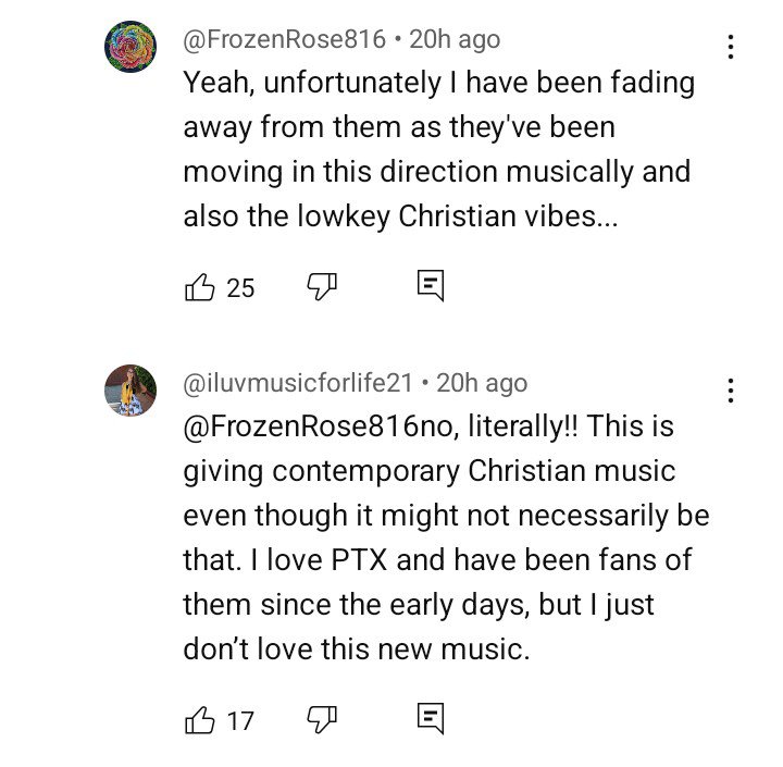 runningohoney's tweet photo. 😭 like sadly the comments about "christian music" are spot on. i find that everything i love about TLO is absent in these, so formulaic and vague...

and obviously i feel like shit for disliking these originals. i just don't understand who do they think this music will please https://t.co/xxbTK1JV3m