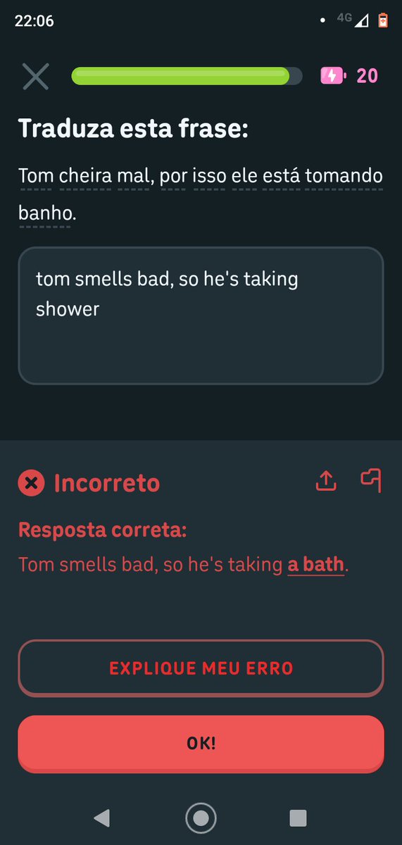 uevrton's tweet photo. @duolingo sério q perdi um combo de +450 acertos por causa de um erro correto???? https://t.co/G1g7uPzGwz