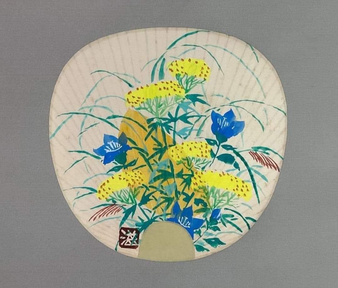jive301t's tweet photo. 金津滋「秋草図」
今日も暑くなってきたので、祖父のうちわ絵。
#島根県 #松江市　#民藝　#団扇 https://t.co/NG0bWQtVoJ