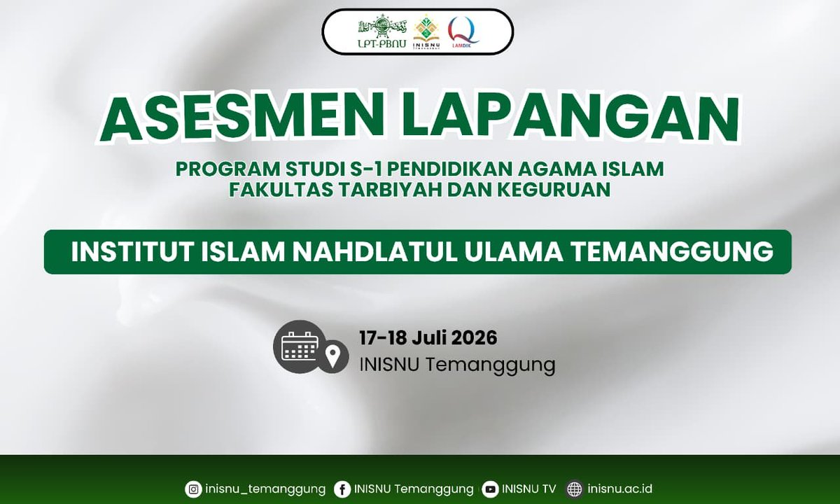 HamidullohHI's tweet photo. Asesmen Lapangan S1 PAI INISNU Temanggung Dimulai, Asesor LAMDIK Tekankan Budaya Mutu https://t.co/X0XCyoMU96

https://t.co/0Q7XbxRwb3

https://t.co/i5cmrMfxj7 https://t.co/bwWazfKtdU