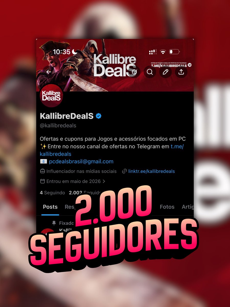 kallibredeals's tweet photo. Em comemoração aos 2.000 seguidores, vou dropar agora 15 chaves de jogos Steam lá no meu canal do Telegram

Também vou sortear um Gift Card de 50 REAIS

🔗 Link: https://t.co/ohxaONhV9h https://t.co/9lbWBB8Cs5