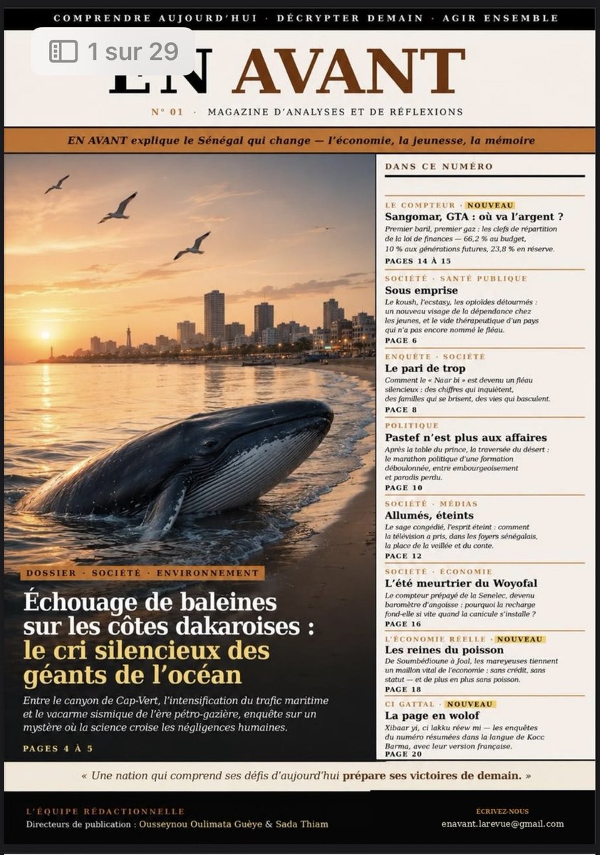 SadaThiam5's tweet photo. 📖 Lancement du premier numéro de notre revue EN AVANT!

Nous avons le plaisir de vous présenter une nouvelle aventure éditoriale consacrée à l’actualité, aux idées et aux grands enjeux de notre société.
Suivez ce lien https://t.co/FjU48TDg3R https://t.co/6BlY7r6dUn