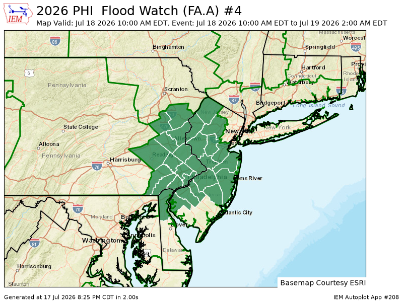 onlyiemwarnings's tweet photo. PHI updates Flood Watch valid at Jul 18, 10:00 AM EDT (expands area to include 4 zones, continues 26 zones) till Jul 19, 2:00 AM EDT https://t.co/x47KEGz4Cc https://t.co/wM2x1WRzIC