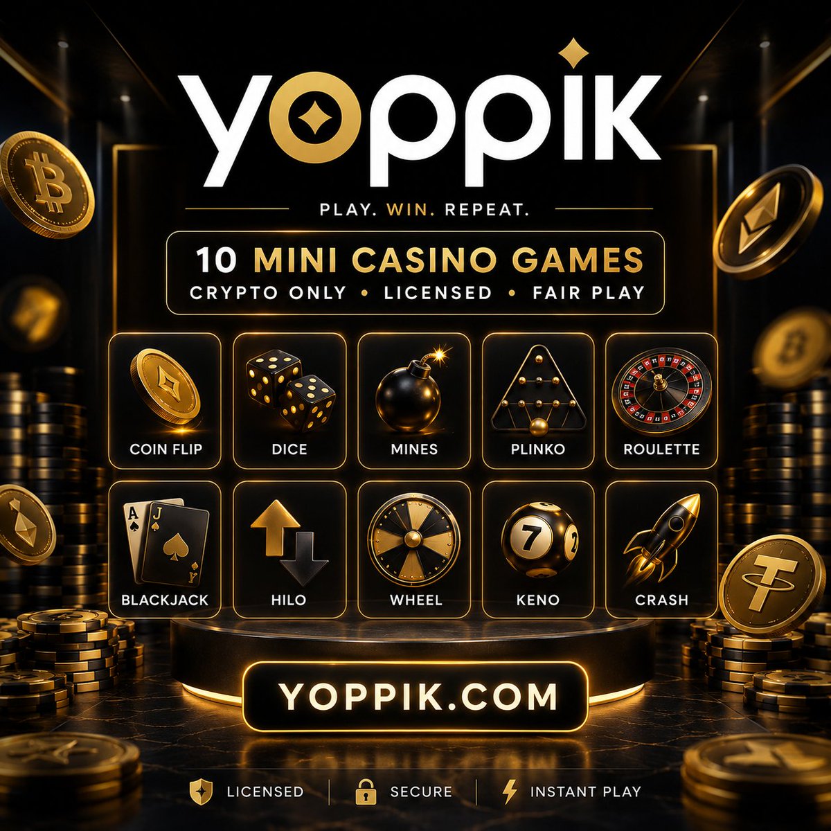 yoppikcom's tweet photo. 🎮 Play smarter. Win faster.

https://t.co/dDVx363vp2 — the home of 10 exciting mini casino games powered exclusively by cryptocurrency.

⚡ Fast gameplay
🔐 Secure crypto transactions
🏆 Licensed gaming experience

#Yoppik #CryptoCasino #MiniGames #iGaming #CryptoGaming https://t.co/E9khjlSp0L