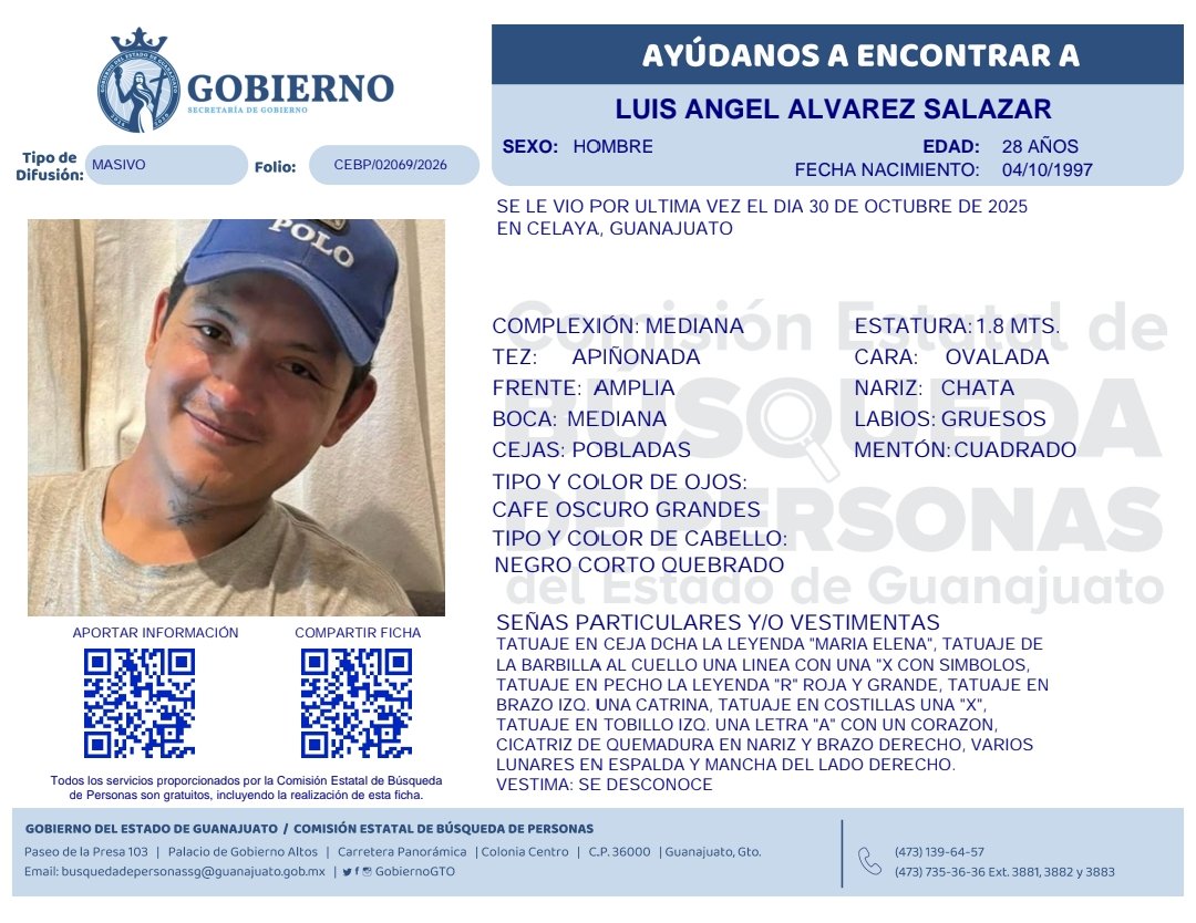 BusquedaGto's tweet photo. 🔍👤 ¿Lo has visto?
Tu apoyo puede marcar la diferencia. 
Si tienes algún dato que ayude a localizar a Luis Ángel Álvarez Salazar, compártelo con nosotros. Cada información suma. 
📞 473 735 3636 ext. 3881 | 473 139 6457.
#BúsquedasGto 🚨 https://t.co/TjNCZu2PRz