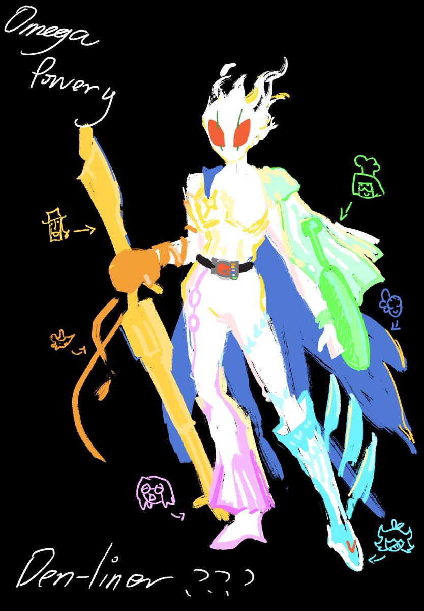 InkAlmond's tweet photo. Keep thinking about flowery’s tokusastu references, so I am here to spread Omega flowery Den-o liner form propaganda. All of the flowers in one body is going to be peak fiction ok. #deltarune https://t.co/oaOgVePKTt