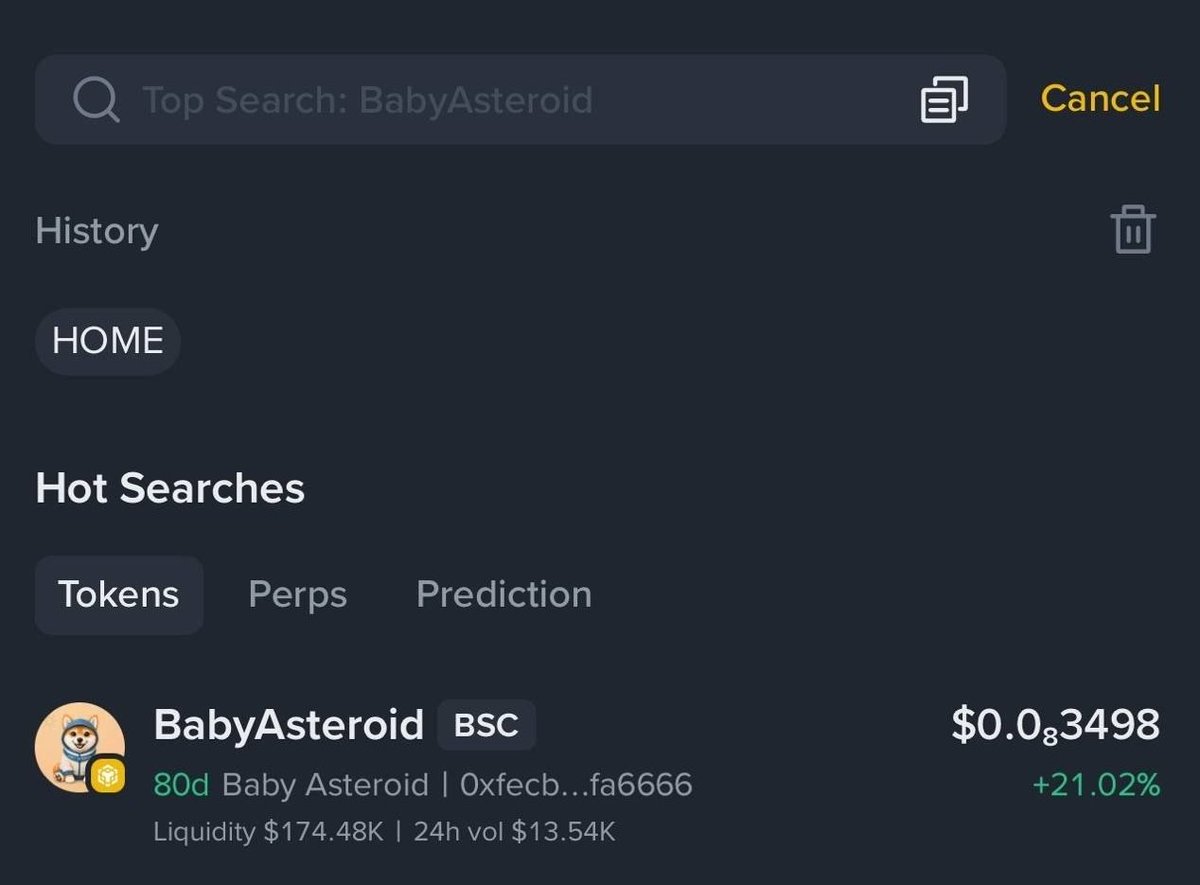ASquirrelMoon's tweet photo. 🚀 $BabyAsteroid 刚刚在 Binance 钱包的热门搜索中排名第一！🔥 @BabyAsteroid_BB 

这证明了当社区积极参与并不断努力时，会发生什么。

0xfecbda1b8dbd73c4eea7843c04db816107fa6666

#BabyAsteroid $Asteroid #Asteroid https://t.co/G8YYDlFpdO