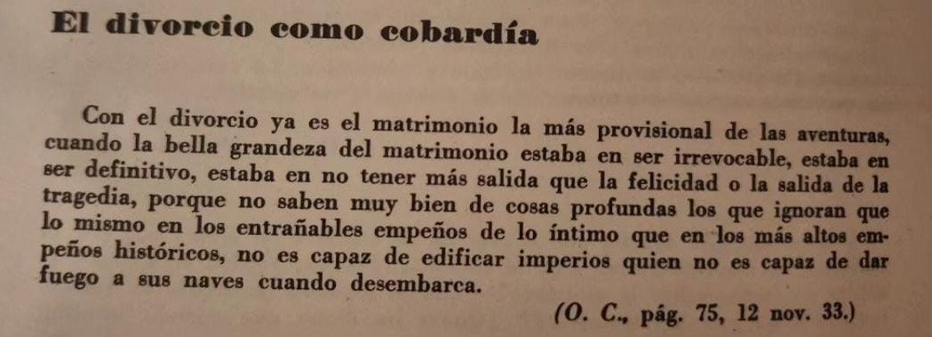 chicodelbajio's tweet photo. El divorcio como cobardía según José Antonio Primo de Rivera: «...No es capaz de edificar imperios quien no es capaz de dar fuego a sus naves cuando desembarca». https://t.co/tJtLdPilrY