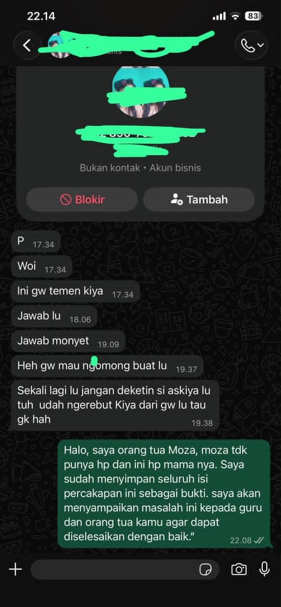 LiaAfri03881071's tweet photo. Anak qu pindah sekolah baru seminggu sdh ada wa yg ga enak, anak Sd kls 4 skr sdh over protektif sekali ya dlm pertemanan,, klo yg ini sdh masuk bully ga sih?
cc: dindaretni https://t.co/OGcNeWYi4C