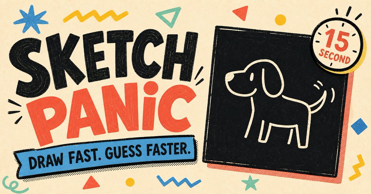 zCHAMPI1's tweet photo. I built Sketch Panic with ChatGPT Sites 🎨
Two players. 10 rounds. 15 seconds to draw. Zero talent required.
Play it here:
https://t.co/y759zsfEll
@ChatGPTapp #Giveaway https://t.co/lv9ZRmmRd6