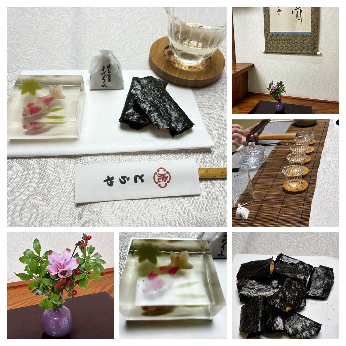 Kanu_Shibata's tweet photo. 昨日、相模大野にて、台湾茶のお茶会でした🫖🍵
3種類のお茶にとらやさんの若葉陰、海苔屋さんのお煎餅🍘蒸し暑い1日をお茶の香りで穏やかに過ごしました🍵
＃茶好連
＃若葉陰
＃とらや
＃台湾茶 https://t.co/xhUFykPHGq