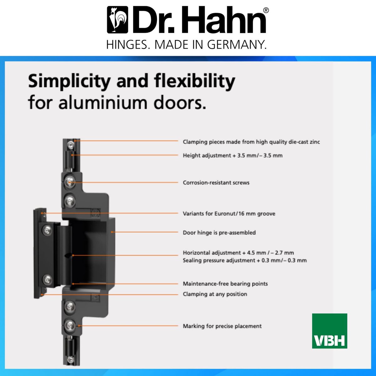 VBHTurkiye's tweet photo. Dr.Hahn VL-BAND G
Konut ve Kamu Binaları İçin Gizli Kelepçeli Kapı Menteşesi 

VL-Band G, Hahn VL sistemi içerisinde kapıyı yalnızca sıkma parçalarıyla güvenli şekilde sabitleyen ilk gizli kapı menteşesidir.Böylece kapı profilinde delme veya freze işlemi gerektirmez.

#vbhtürkiye https://t.co/D63maMMzao