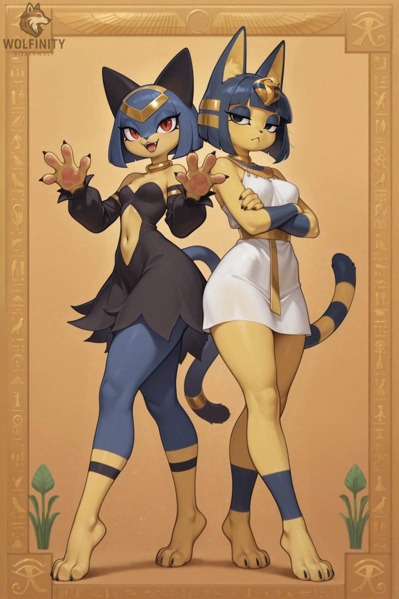 WolfinityAI's tweet photo. Which dancing cat is your favorite, Sekhmet or Ankha? https://t.co/AIiy3VVpS8
