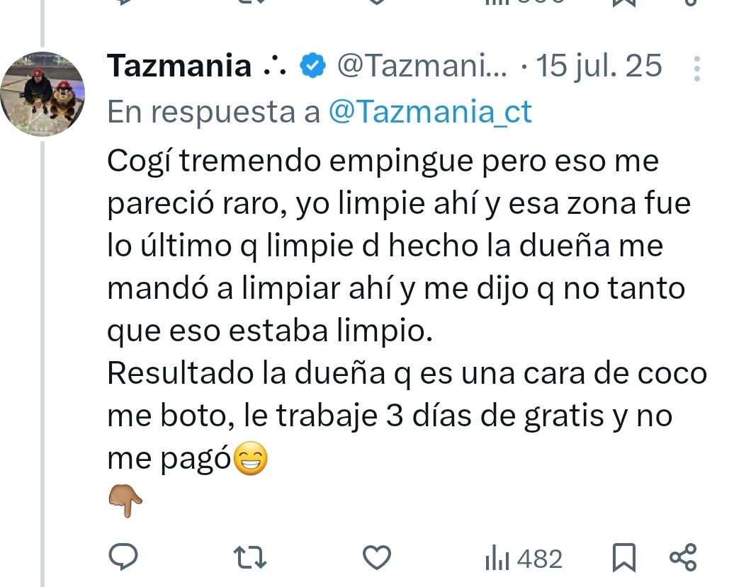 NomakFrost's tweet photo. @Tazmania_ct @4nticomunista Ah y se me olvidaba también eres mala trabajadora 🤣 porque te botaron pal carajo por no saber limpiar pisos 🤣 y lo mejor de todoes que trabajaste gratiñan Ratona 🤣🤣🤣🤣🤣🤣🤣🤣 https://t.co/5mDDefZTOv