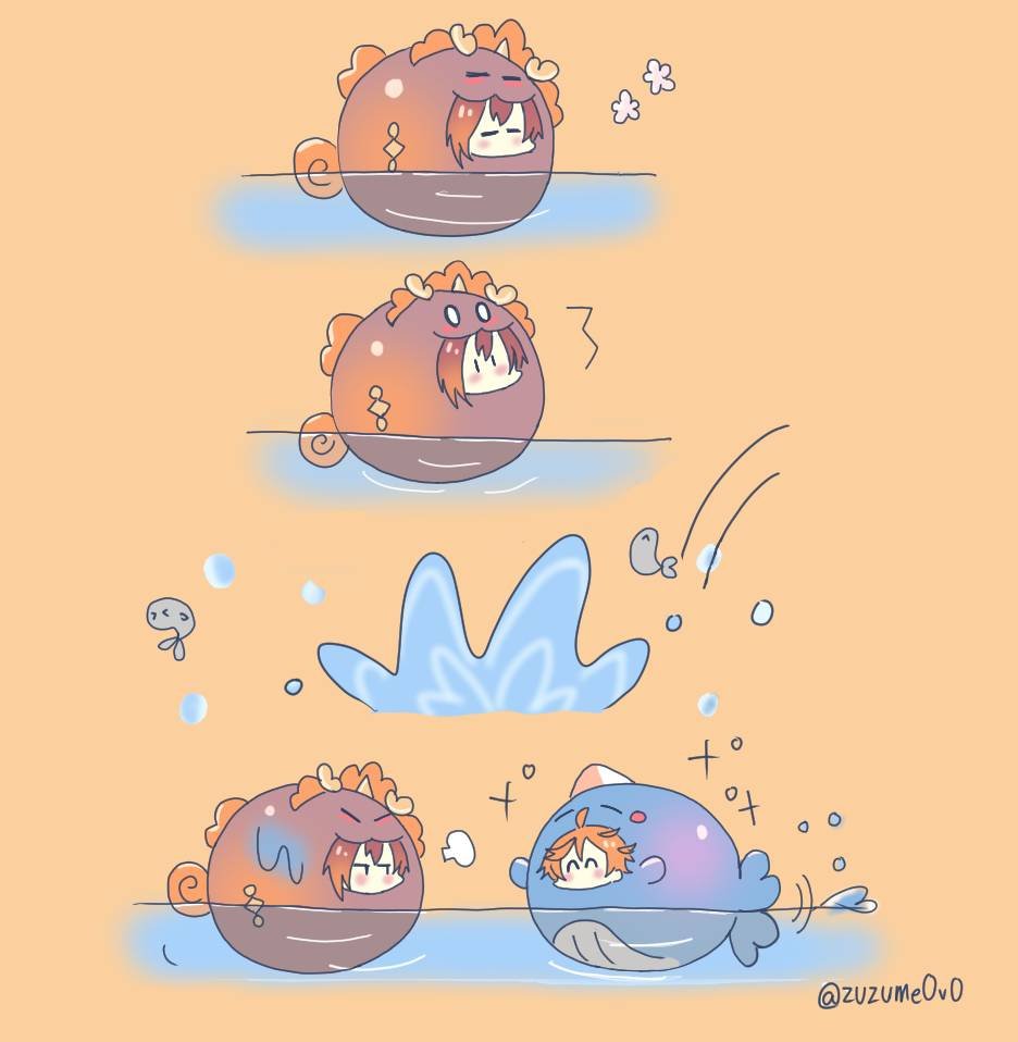 RT @zuzumeOvO: 💧🔶️(🐳🌰) 🐳 really couldn't wait to jump in