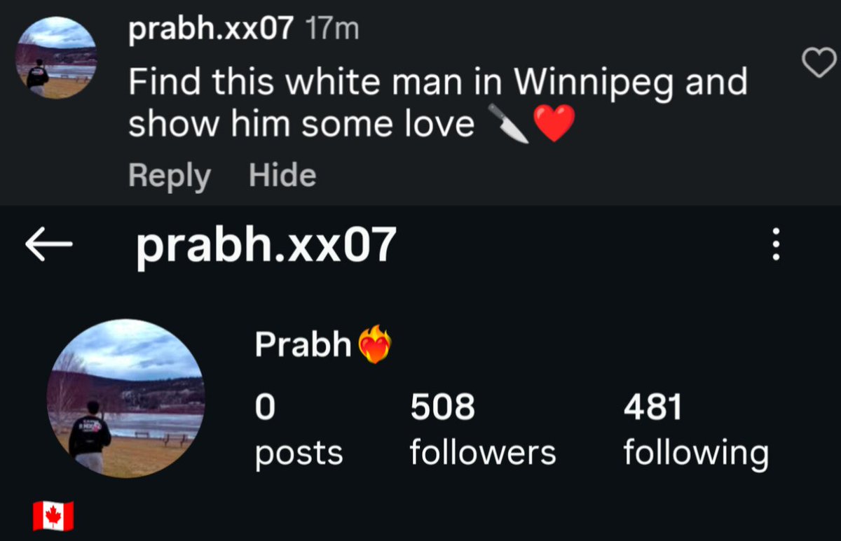realmaxgenest's tweet photo. An Indian squatting in Canada just threatened to stab me and named my city.

He posted it under my recent video of an Indian refusing to remove his "religious" sword at a gym.

These people are violent and must be deported. https://t.co/r4D9sttqsZ