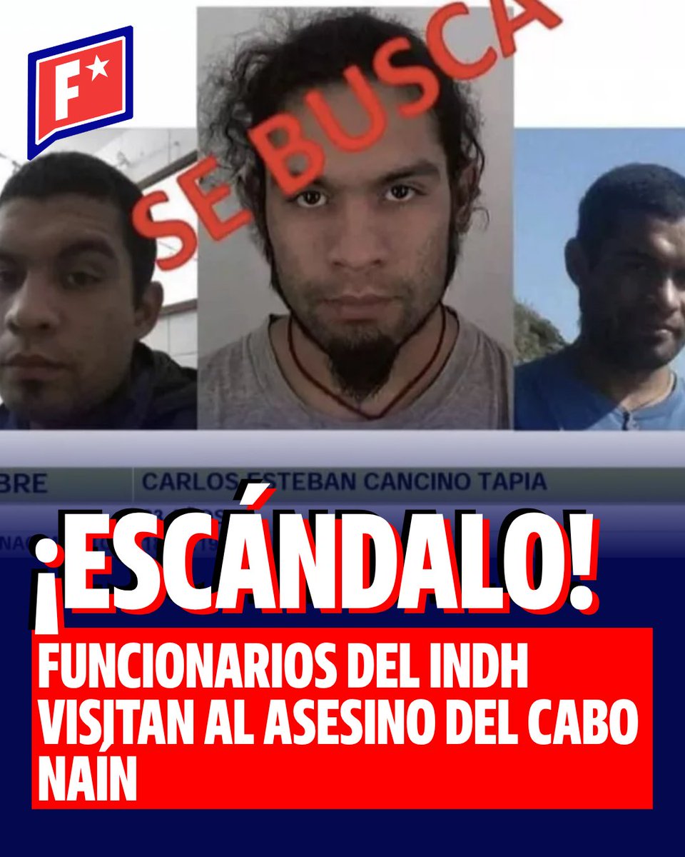 Factos_Chile's tweet photo. Dos funcionarios del Instituto Nacional de Derechos Humanos fueron a visitar a Carlos Esteban Cancino Tapia, alias “El Rana”, criminal que asesinó al cabo Naín y dejó al borde de la muerte a otros carabineros en Valdivia. Se demuestra una vez más la parcialidad y sesgo del INDH. https://t.co/71wy5wTvFB