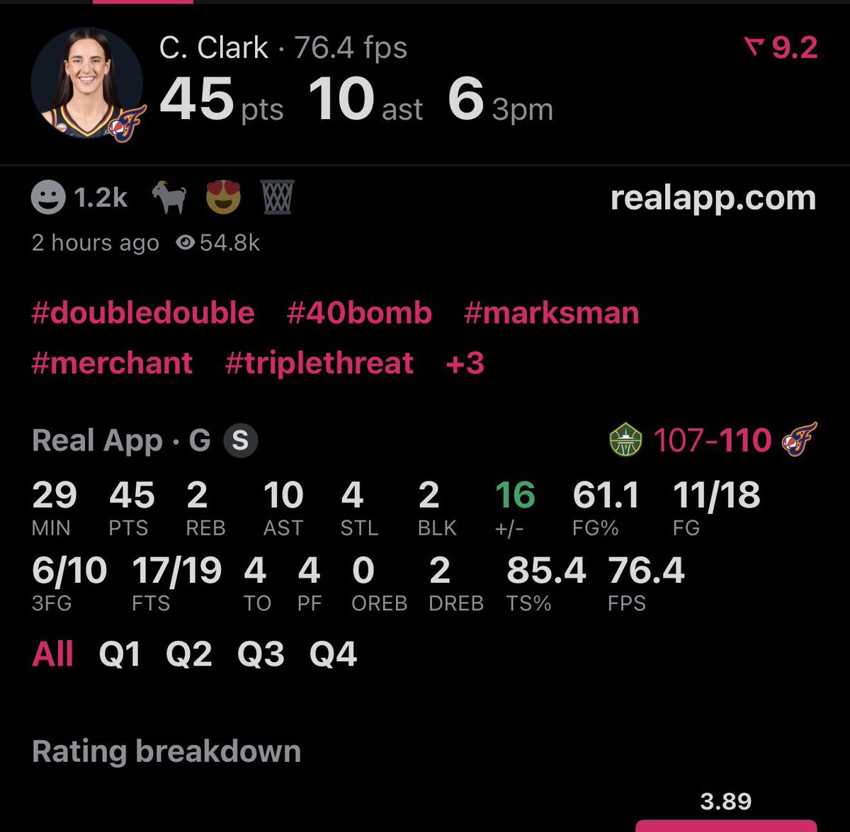 SOULbeautifulme's tweet photo. CAITLIN ELIZABETH CLARK:

Thank you for always making it EASY to defend you and be your fan baby 🐐 

They were saying she sucked after being on limited minutes &amp; injured😂🤣😂 she broke a franchise record &amp; fastest to 200 - 3PM https://t.co/AMkVviiZ3s