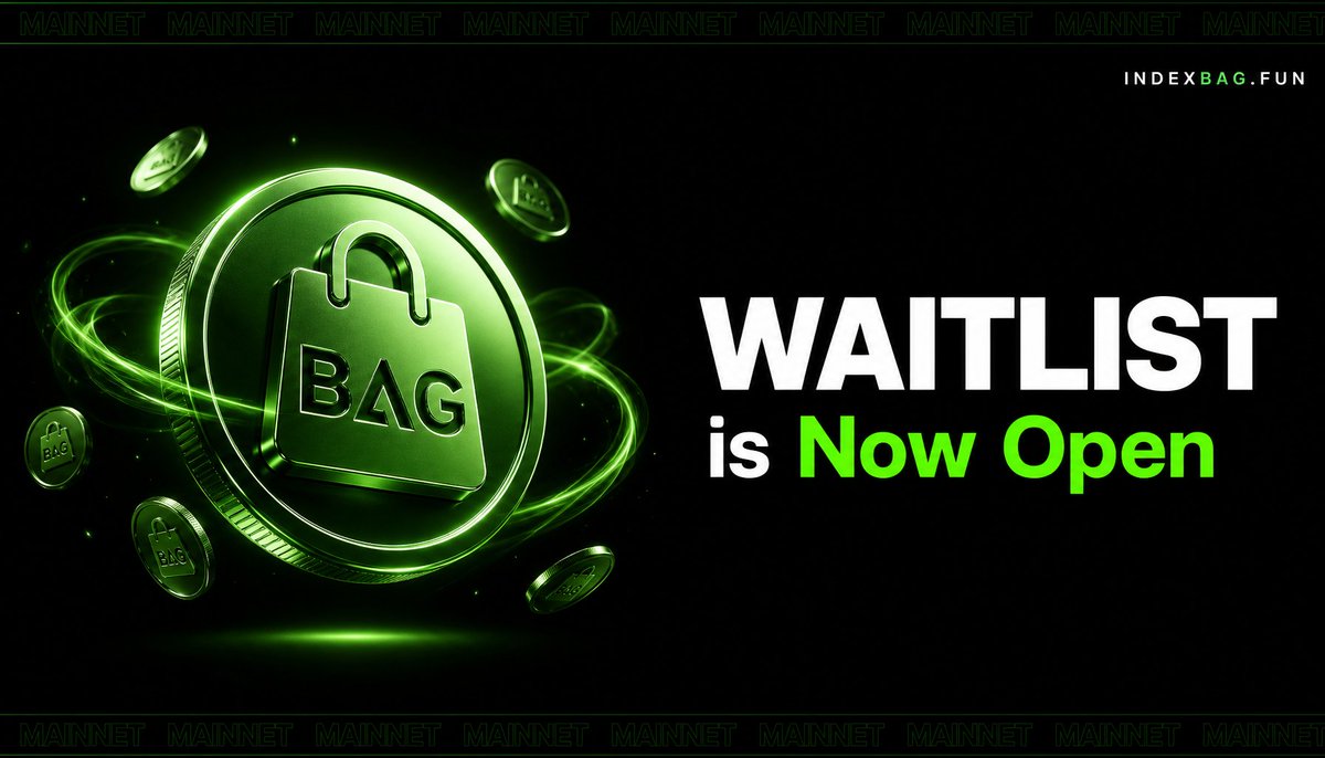 IndexBagfun's tweet photo. heads up 👇

the waitlist you're joining is for mainnet, not testnet.

what you get: 
→ BAG10 = the top 10 performing coins in one buy 
→ no need to hold 10 tokens yourself 
→ 1 click = full exposure to all 10 
→ if 1 coin dies, the bag lives. if 1 coin prints, you print.

diversification without the wallet clutter.

https://t.co/fgNHgxj0D8