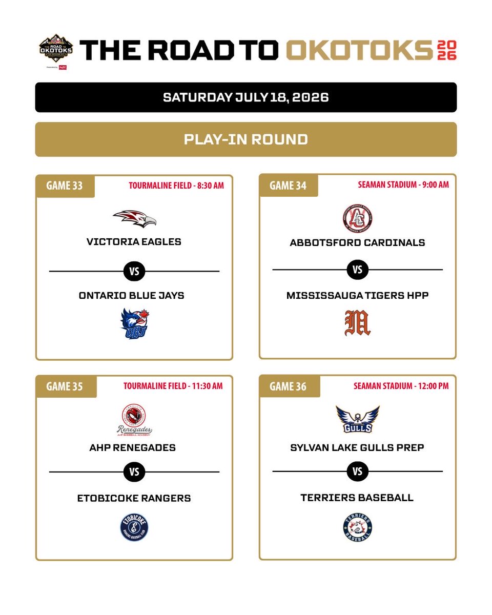 baseballcanada's tweet photo. The stage is set! 🔥📆

You’re not going to want to miss out on Play-In and Quarter-Final round action tomorrow! 

📊 https://t.co/QjttB6fXGK
📺 @HNLiveCA 

#BaseballCanada | #RoadToOkotoks | #MorneauCup https://t.co/MXEHL8raHf
