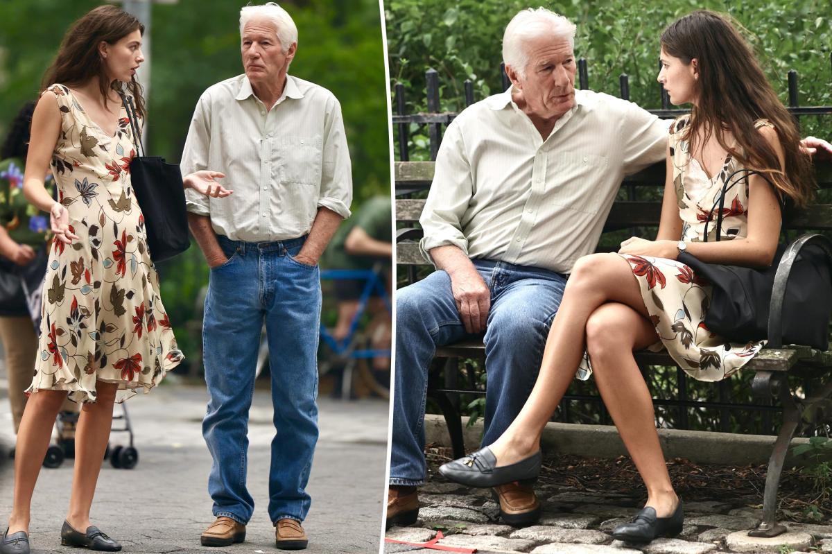 nypost's tweet photo. Richard Gere, 76, gets cozy with much-younger onscreen love interest, 28, while filming new movie https://t.co/kdeJl5m2TT https://t.co/sc7Ra8EXaB