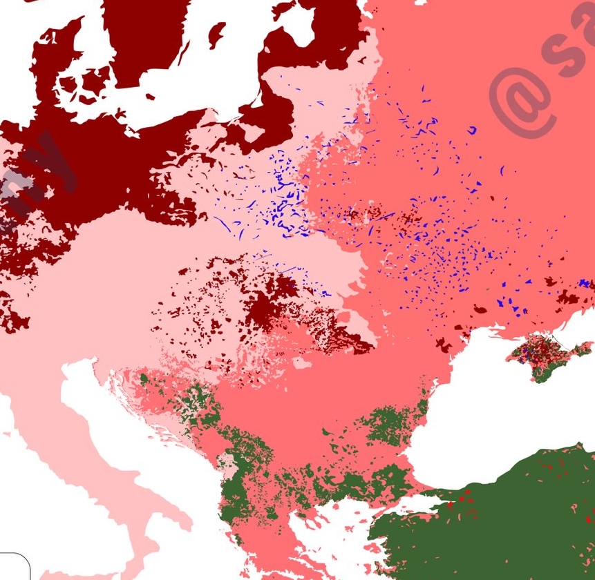 LandsknechtPike's tweet photo. Notice how the dots signifying Protestantism overlap with the historic territory of Kingdom of Hungary.

The reason why Protestantism survived in Kingdom of Hungary but was eradicated from neighboring territories goes back to the complex situation of the Habsburg-Ottoman wars, in particular the events leading to the Treaty of Vienna (1606), which secured the rights of Protestants in Habsburg-controlled parts of Kingdom of Hungary (but not in their other lands).

I can give a quick overview of how this happened and why the religious situation in Hungary was different than in other Habsburg ruled lands, as this is a very interesting topic and important part of wider Central European history.

In 1526 Kingdom of Hungary suffered a crushing defeat to Ottomans at the Battle of Mohács where King of Hungary Louis II died. This not only led to a direct occupation of Hungarian territories by the Ottomans but also to a succession crisis.

The Habsburgs, ruling over neighboring Austria, claimed the Hungarian crown and established control of western and northern part of Hungary, while a rival faction of Hungarian nobles supported their own pretender John Zápolya as the king and had control over eastern territories of the kingdom, including Transylvania. The Ottomans pragmatically supported the latter faction against their bitter rivals the Habsburgs. Eastern Hungarian territories, which would be known as Principality of Transylvania from 1570 onward, would effectively become an Ottoman vassal state.

Because of this, the Habsburg-Ottoman wars in Kingdom of Hungary would have elements of civil war, as the said anti-Habsburg faction of Hungarian nobles would cynically side with the Muslim Ottomans despite being Christians, pursuing their own pragmatic politics of survival as Principality of Transylvania, while also having ambitions to one day reclaim entire Kingdom of Hungary.

Religious situation in Hungary would also play an important part in this. In 16th century, Protestantism spread rapidly over entire Kingdom of Hungary and by 1600, 75% of population of historic territory of Kingdom of Hungary (in dark green on the second map) adhered to some form of Protestantism.

The Principality of Transylvania in particular was famously multi-religious, and had guaranteed religious freedom for Catholics, Lutherans, Calvinists, and Unitarians, going back to Edict of Torda in 1568.

Meanwhile the Habsburgs were pushing aggressive Counter-Reformation policies in the late 16th/early 17th century, as they wanted to eradicate the Protestant heresy and reestablish Catholicism in their lands.

This difference in religious policies obviously meant that Protestant nobles in Hungary had much more reasons to support the anti-Habsburg cause and Principality of Transylvania was trying to establish itself as the protector of Protestants across the entire territory of Kingdom of Hungary, including in the Habsburg-ruled territories in western and northern Hungary, where Protestant communities also existed in large numbers. This was not just out of religious reasons but also political, because Transylvanian princes wanted to portray themselves as legitimate heirs of Hungarian crown and guardians of Hungarian state traditions, so insisting on affirming religious rights across historic borders of this kingdom was tied to their ambitions to one day also entirely reclaim the rule over entire kingdom.

The war that really cemented this attitude was the Long Turkish War (1593-1606), which was an escalation of Habsburg-Ottoman wars along the Hungarian and Croatian frontier. It's interesting that in this war, the Principality of Transylvania under Prince Sigismund Báthory initially sided with the Habsburgs, breaking the alliance with the Ottomans. However Sigismund's rule was unpopular, particular among the Protestant nobles, and as the war was dragging on, there was less and less support for the anti-Ottoman policy.

The Long Turkish War was a long and grueling war which mostly included brutal border raiding and sieges of important border fortresses. It was essentially a stalemate; the Habsburgs had their victories and the Ottomans had theirs. Meanwhile the land and the finances were exhausted due this war.

In the final stages of the war in 1604, Protestant (Calvinist) Transylvanian nobleman Stephen Bocskai started an uprising. Initially loyal to the Habsburgs, serving them as a military commander against the Ottomans, he rebelled against them as the war went on, rallying a large number of Transylvanian nobles behind him, commanding a force of Hajduk border irregulars.

Having to fight a war on two fronts and financially exhausted, the Habsburgs were looking for peace and eventually signed The Treaty of Vienna in 1606 to make peace with Stephen Bocskai, before the negotiations to stop the war with the Ottomans started. The said Treaty of Vienna recognized the legal status of Lutheran and Calvinist denominations in Habsburg-ruled areas of Kingdom of Hungary (historians often refer to this territory as Royal Hungary), thereby affirming Transylvanian princes as protectors of Protestants over the entire territory of Kingdom of Hungary, which was like I explained before tied to their self-portrayal of being legitimate heirs of Hungarian crown. Bocskai would be elected Prince of Transylvania and reverted back to pro-Ottoman policy.

So it was essentially because of this Bocskai's uprising and the policies of Principality of Transylvania that Protestant enclaves were able to survive in Habsburg-ruled territories of Kingdom of Hungary, while the Habsburgs would go on to eradicate Protestantism in their Austrian hereditary lands, Croatia and Bohemia (after the Battle of White Mountain in 1620), as they recognized no rights of Protestants in these lands. This is why there is a "no-Protestant" zone around the historic borders of Kingdom of Hungary on the map of religions in Europe on the left.

The Habsburgs eventually (re)conquered the entire territory of Kingdom of Hungary from the Ottomans and their Transylvanian vassals in 1699, but by then the religious attitudes were already different and a full-scale aggressive recatholicisation was no longer in the plans. While there was a growth of Catholic influence following the Habsburg victory, Protestantism in Hungary survived in significant numbers to this day.