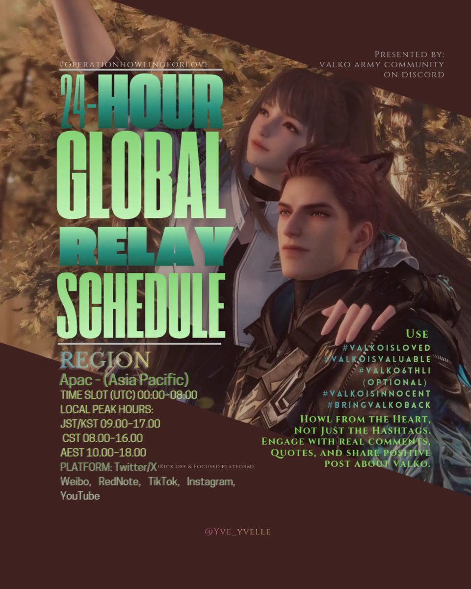 Yve_Yvelle's tweet photo. 🐺 THE HOWL HAS BEGUN!

Zone 1 (Asia &amp; Oceania) is LIVE! 🌏 00:00–06:00 UTC

Join us on Discord so you don't miss a single moment. The pack is waiting. 🔗 [https://t.co/PazlCBOCcz]

#ValkoIsValuable #ValkoIsLoved #Valko6thLI #ValkoGlobalRelay https://t.co/15w3JqrsVN