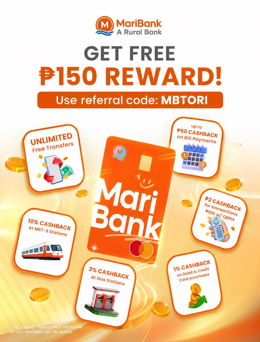 torithevampire's tweet photo. MariBank Philippines just keeps getting better this July! 🍊💸 If you’re looking for a digital bank with amazing perks, now’s the perfect time to sign up.

✨ Use my referral code: “MBTORI” and get P150 when you make your first deposit!

#MariBank #DigitalBank #Cashback https://t.co/AvtLA6PhF4