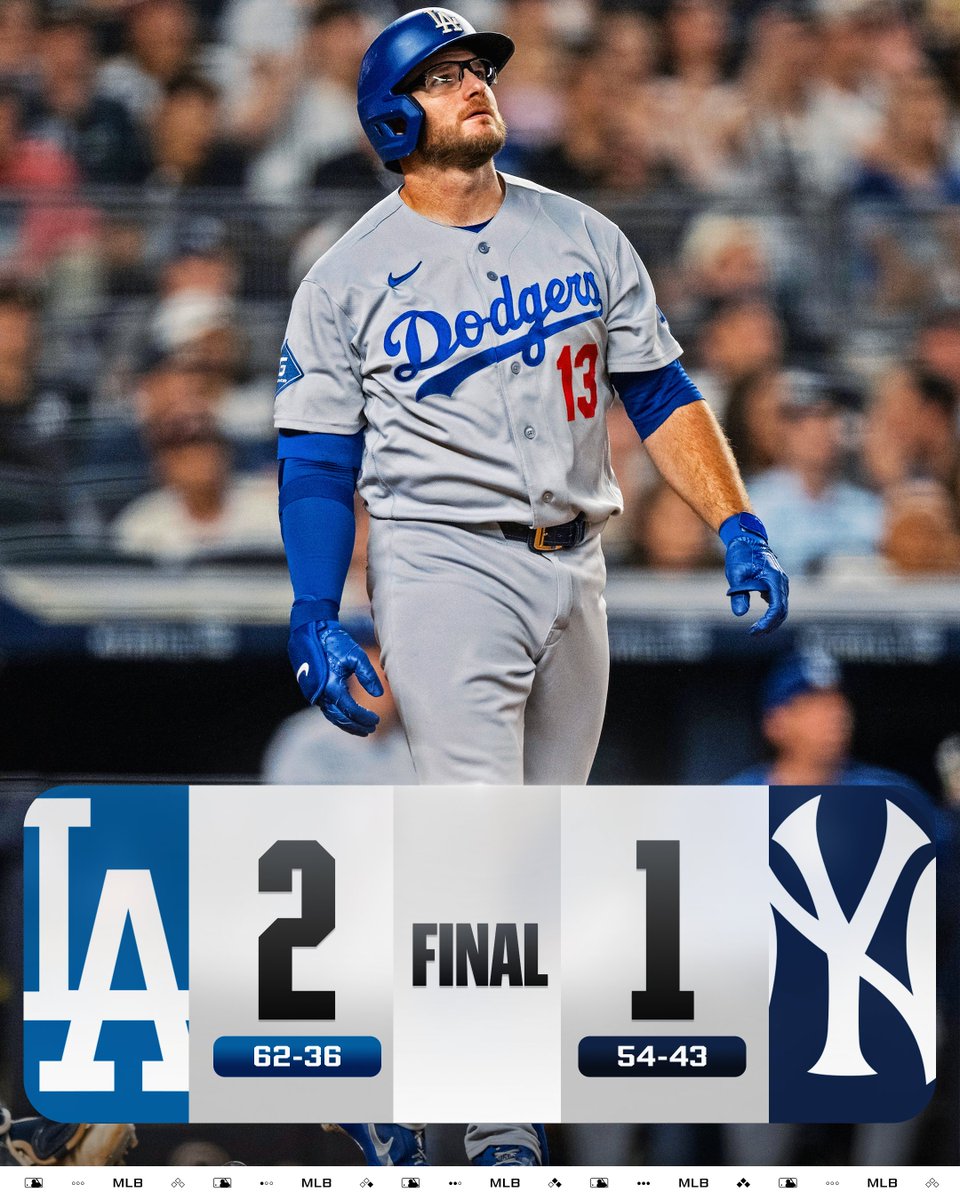 MLB's tweet photo. Max Muncy's homer is the difference in the @Dodgers win in the Bronx! https://t.co/lqX77R3qJ7