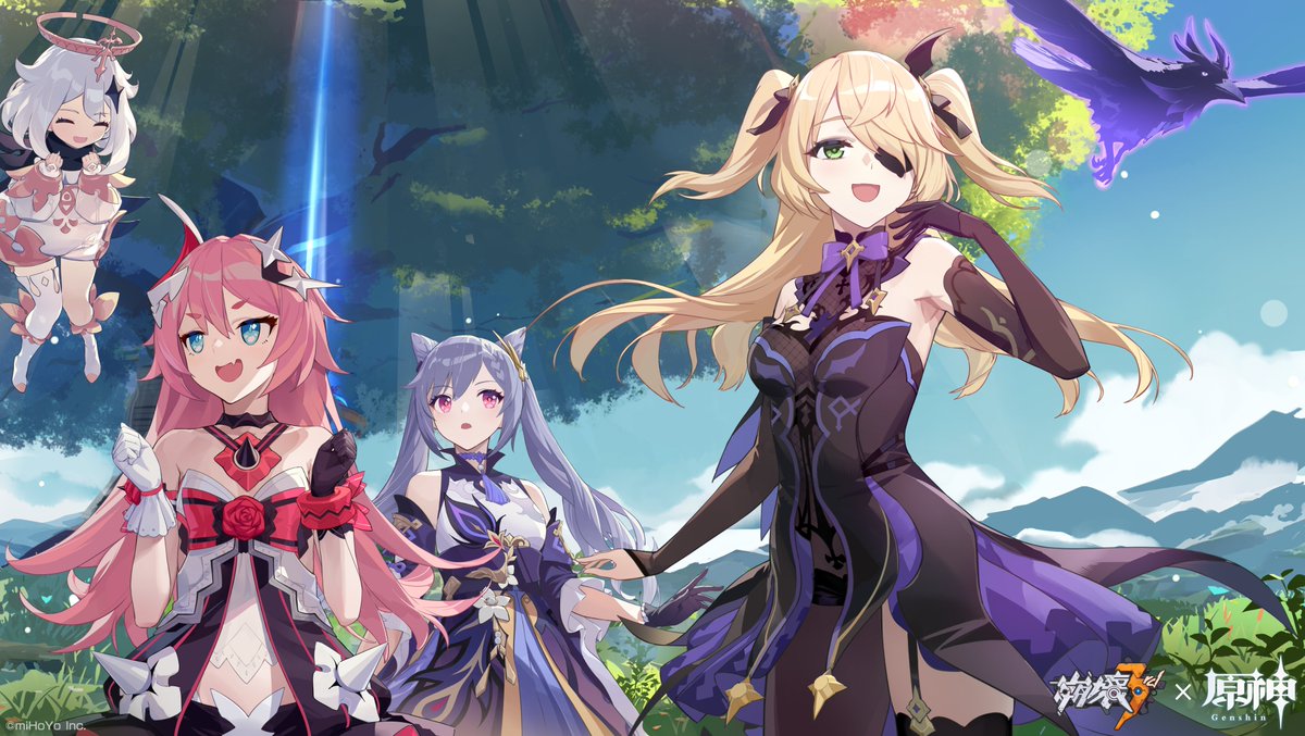 RatFlat's tweet photo. ホヨバース　コラボ

・原神→崩壊3rd
　=崩壊3rdのイベント時空のゲームキャラクターとして原神のキャラが登場

・崩壊スターレイル→崩壊3rd
　=普通に世界繋がっているからどっちの世界も行ける

・Fate→崩壊スターレイル
　=夢とか願力の造物がスタレ世界にキャラクターとして召喚…のハズだったがガチでFate時空の異世界召喚設定みたい

・崩壊スターレイル→ゼンゼロ（予定）
　=多分謎のホロウが出現したとか便利設定?

...崩壊学園は閃乱カグラとかまどマギとかフリーダム過ぎるのだがよく知らない　どんな感じ?