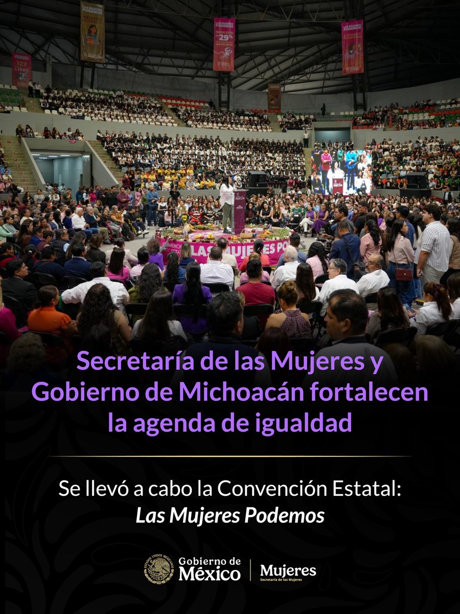 mujeresgobmx's tweet photo. En la Convención Estatal #LasMujeresPodemos, la Secretaría de las Mujeres y el Gobierno de Michoacán refrendaron su compromiso con el fortalecimiento de las políticas de igualdad sustantiva, el derecho a los cuidados y una vida libre de violencias.

🧵(1/3) https://t.co/UYOk2QeU8b