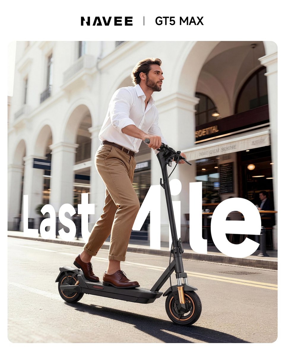 navee_tech's tweet photo. Effortless urban commutes with the NAVEE GT5 MAX. Making every last mile count. โจ
#NAVEEScooter #GT5MAX #UrbanMobility #ElectricScooter #Commute https://t.co/qxexEh11cN