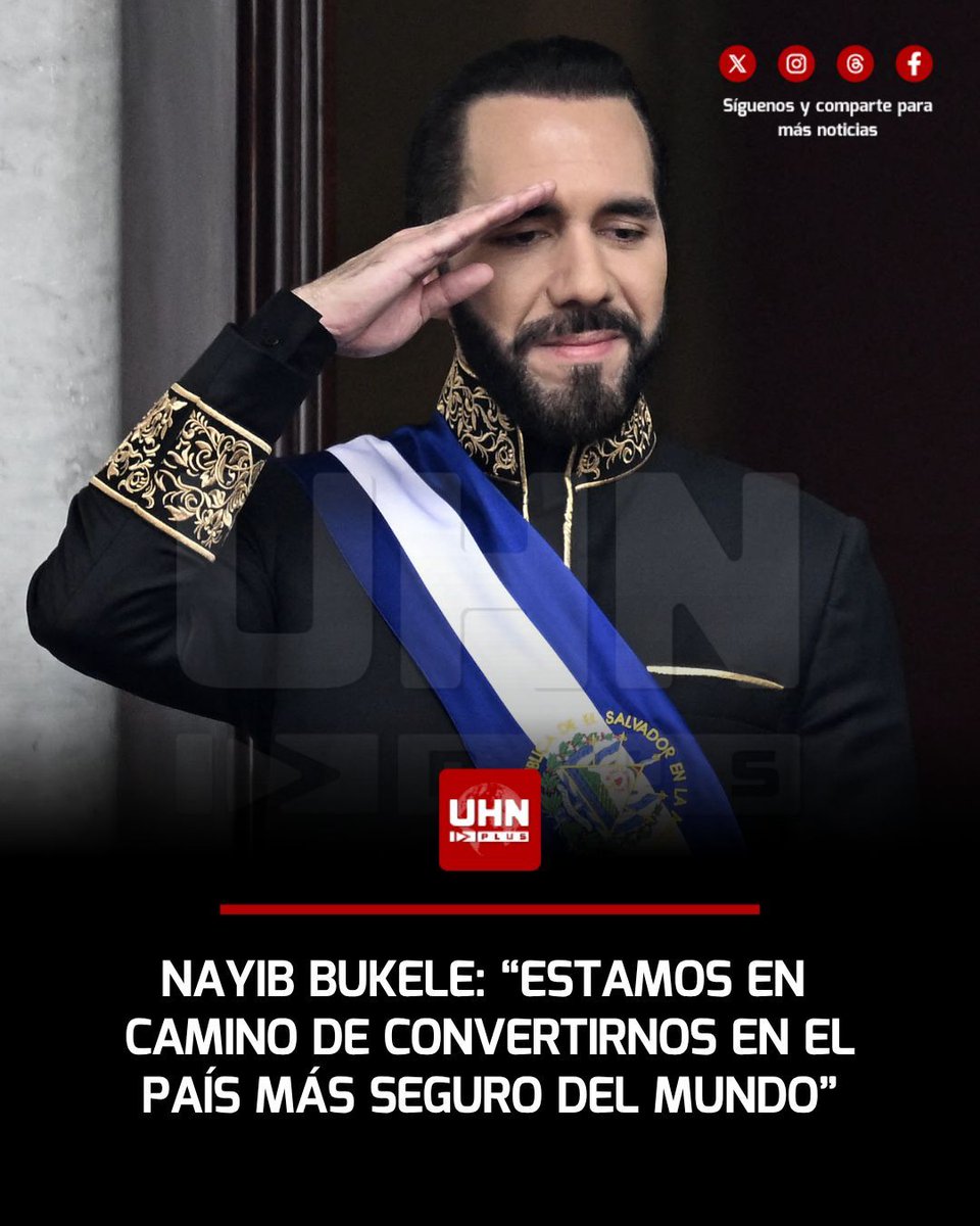 UHN_Plus's tweet photo. 🇸🇻‼️ | El Presidente Nayib Bukele ha destacado que El Salvador avanza con firmeza para convertirse en la nación más segura del planeta tras revelarse los datos de la Policía Nacional Civil, los cuales registran una tasa proyectada de homicidios de 0,90 por cada 100.000 habitantes.