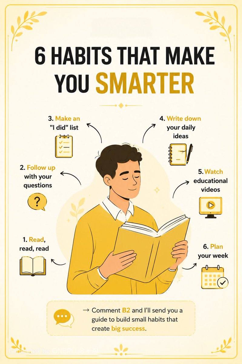 AspirantsBooks's tweet photo. 6 HABITS that make you smarter https://t.co/UZT1O06lDm