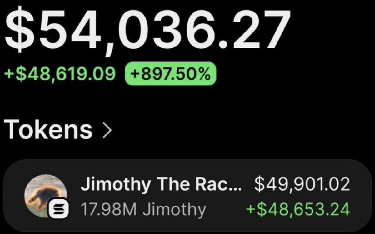 saracrypto_eth's tweet photo. Another trader is up $53,000 profit 🤯 from my call 

He bought $4,550 turned into over $53,000 profit on $Jimothy

Called it at 2K mcap 

He believed on me, he made it from me 

Congratulations 🎊🎉🍾🎈 https://t.co/nPvAwjerCO