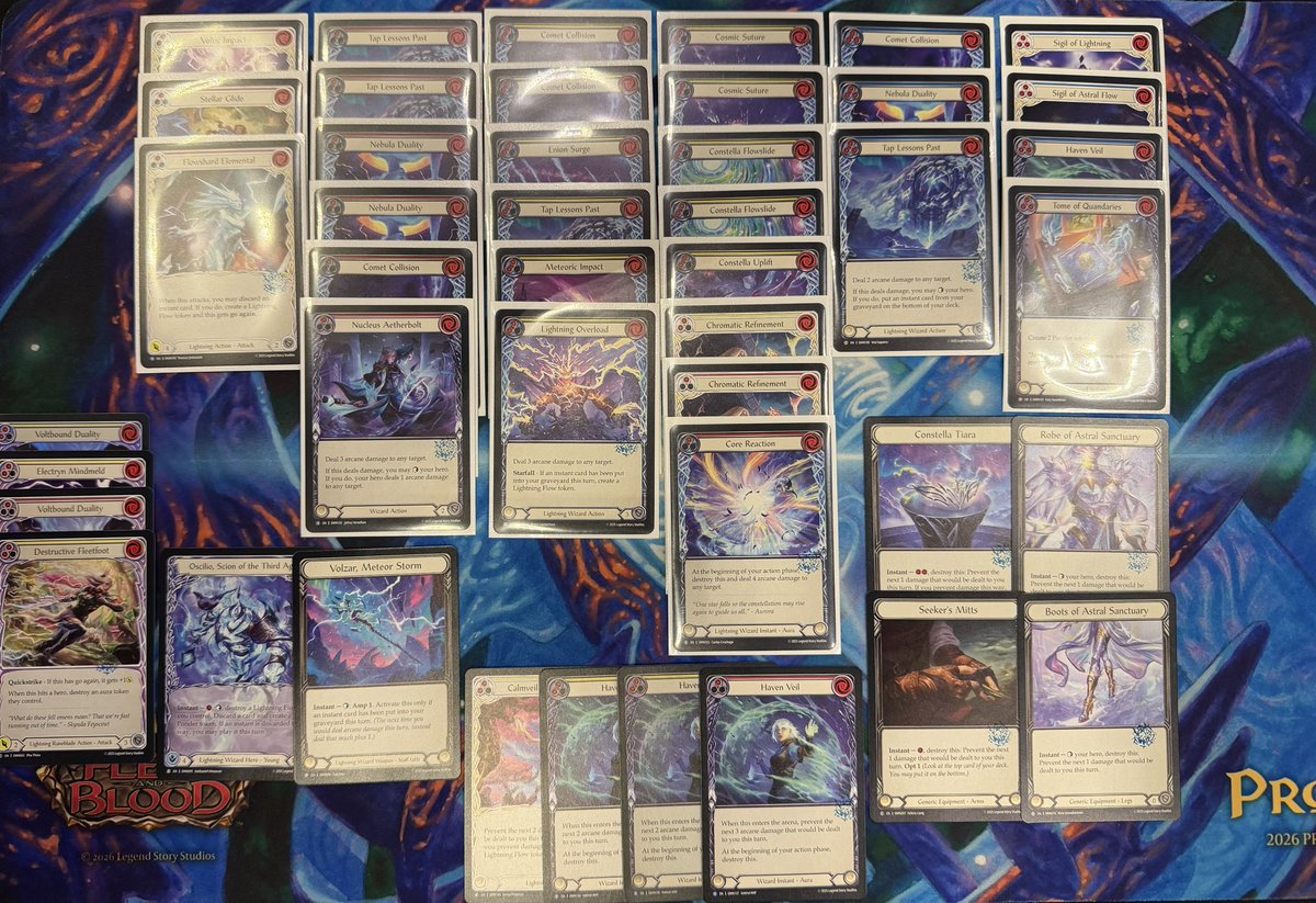 PVGTCG's tweet photo. 2-1 in the draft with 3-of Oscilio to finish day 1 of PT Las Vegas at 5-3, made day 2

Stings to go 2-1 with this one. Felt like I had everything I needed but was just 1 point short of winning against a 2-of Aurora😢

Still never missed day 2 of a tier 4 though😎😎💪
#fabtcg https://t.co/PKNwQj7rbg